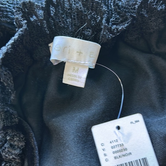 Anthropologie Eri Ali Ramona Lace Off the Shoulder Top Black Long Sleeve M NEW - Picture 10 of 14